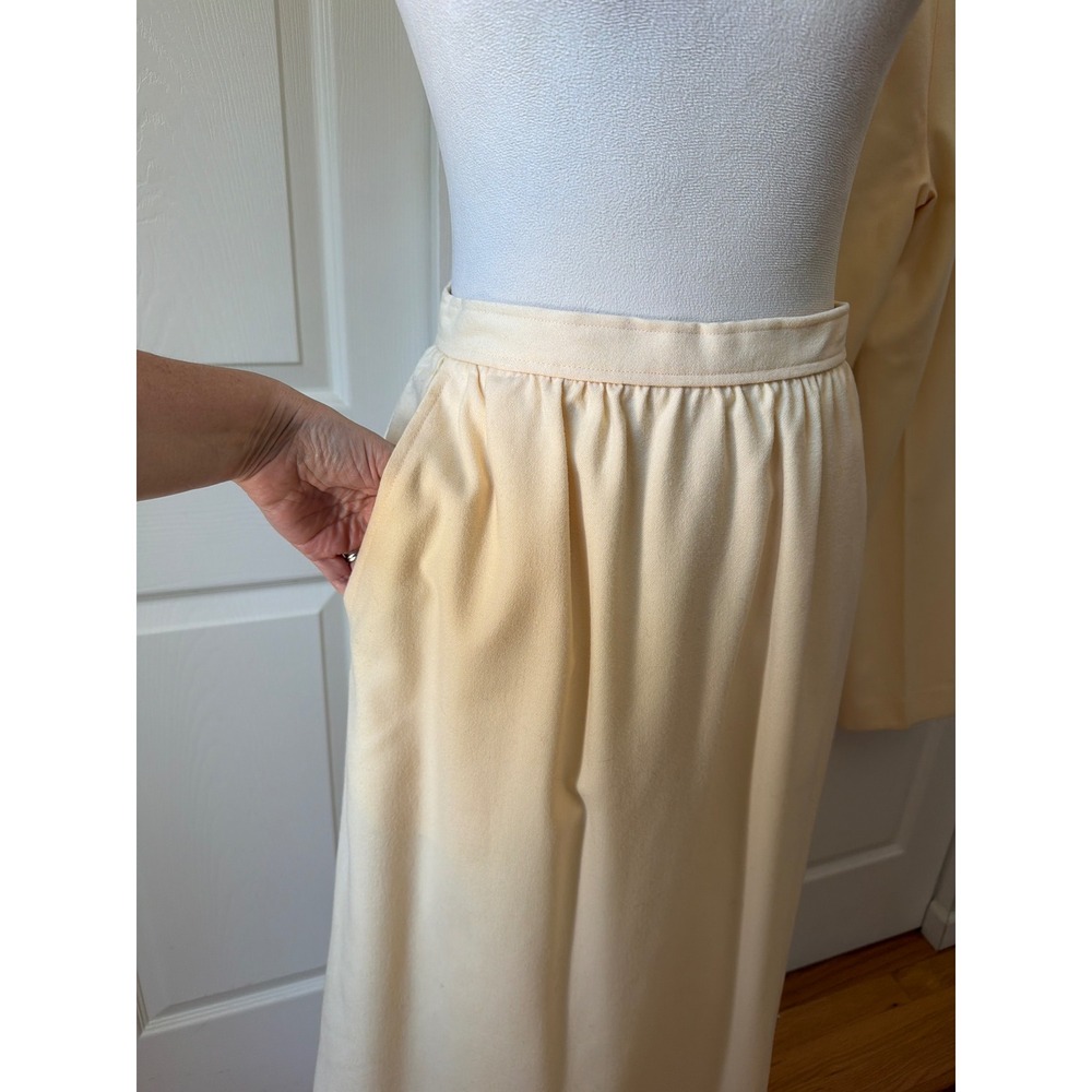 Evan Picone 3pc Suit Set Women 8/10 Cream Wool Blazer Skirt Pants Vintage USA - Picture 7 of 16